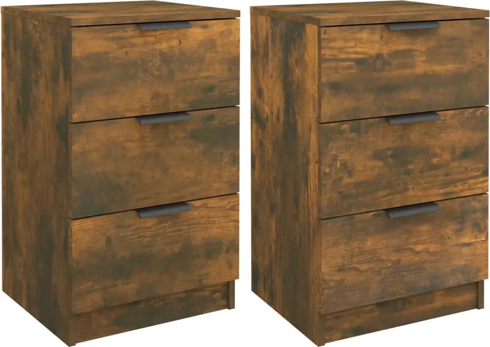 vidaXL Noptiere, 2 buc., stejar afumat, 40x36x65 cm