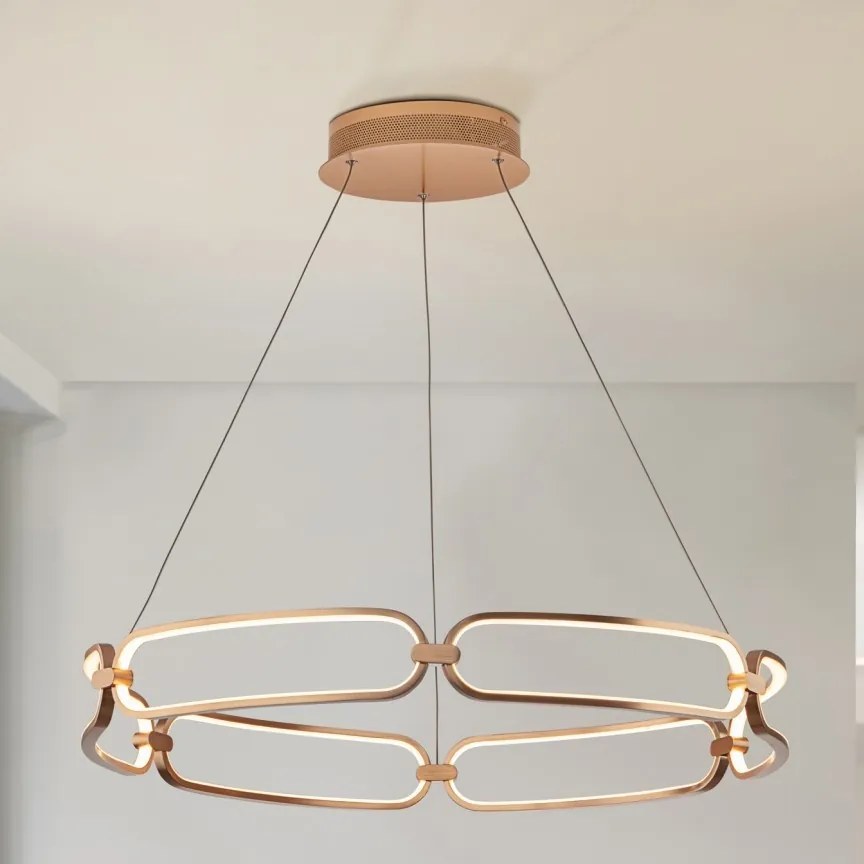 Lustra LED suspendata design ultra-modern, dimabila cu telecomanda, 80cm Colette auriu roze