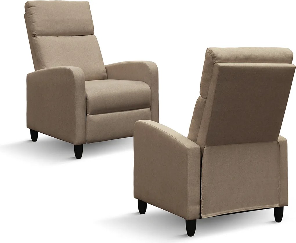 Fotoliu recliner Anna, țesătură, cadru metalic - BEJ