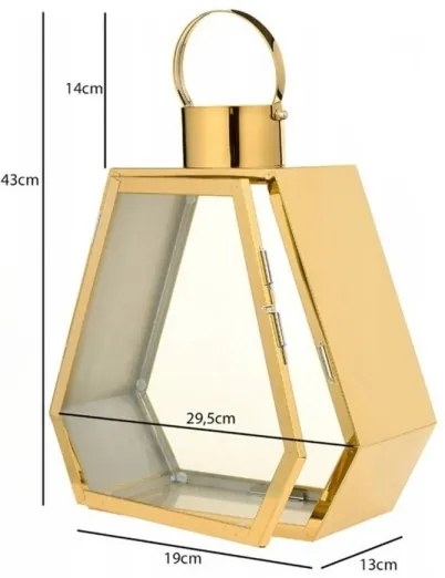 Felinar decorativ auriu, 43 cm