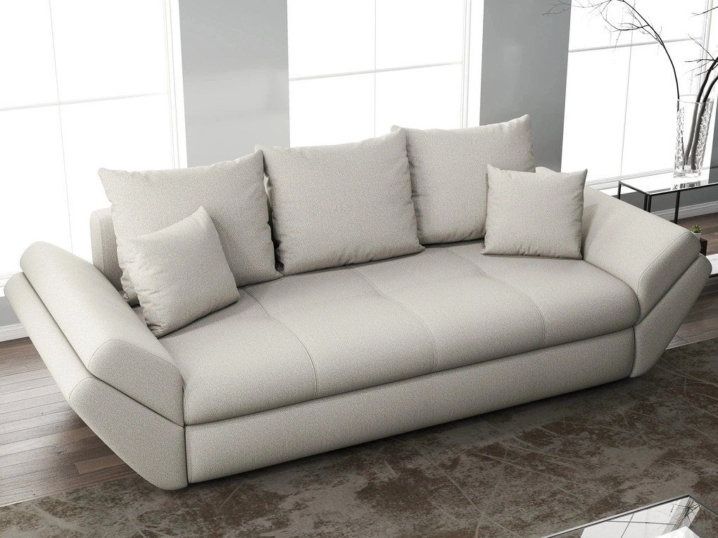 Canapea extensibilă dumonde cu ladă de depozitare si sezut confortabil din spuma high-density, Loana Enjoy Bej 250x100 cm