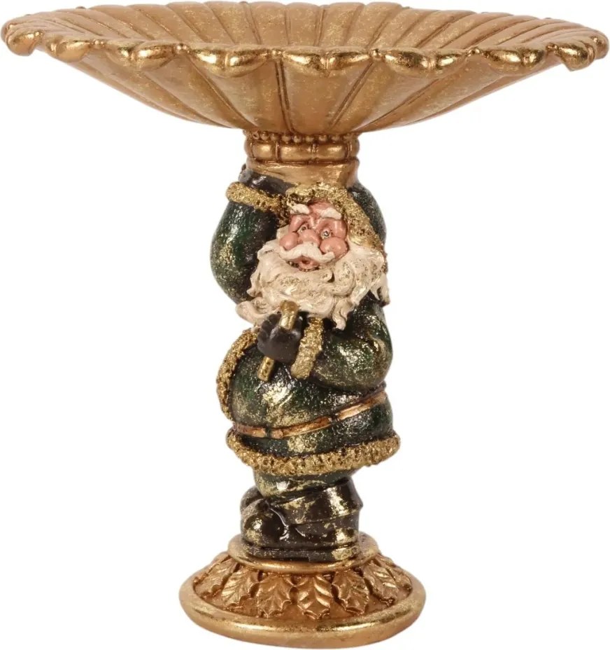 Bol decorativ din polirășină, roșu, model Moș Crăciun, 24 x 24 x 19 cm, „Noël”