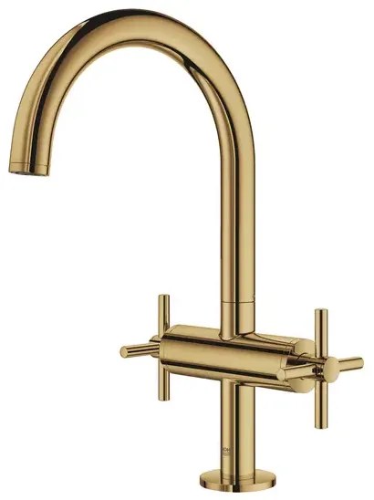 Baterie lavoar cu manere cruce Grohe Atrio L dubla comanda auriu lucios Cool Sunrise