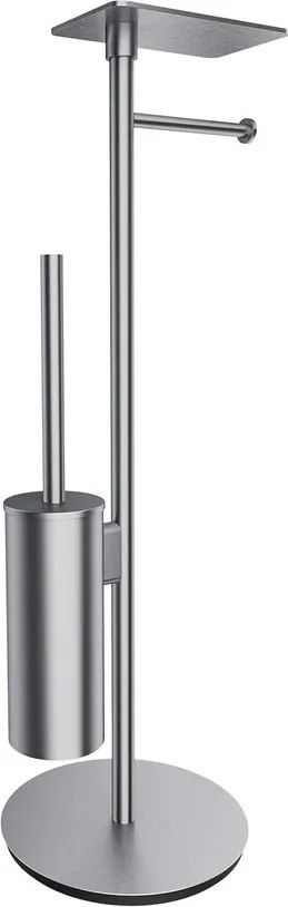 Suport hartie freestanding Omnires Modern Project cu spatiu pentru perie si raft finisaj nichel periat