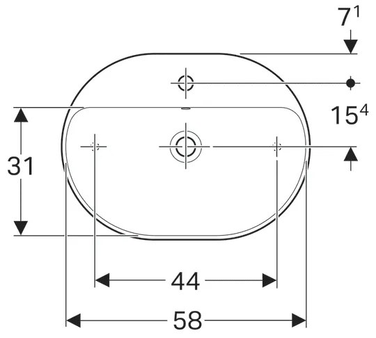 Lavoar Geberit Variform, 60x45 cm, cu preaplin si orificiu baterie, alb - GEC500.777.01.2