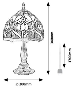 Lampă de masă Tiffany din vitralii LORAS 1xE14/40W/230V - Brilagi