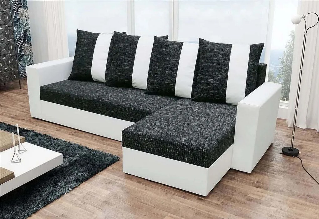 Supermobel Colțar extensibil PRAGA,233x140, Kornet 10/Dolaro 511 alb