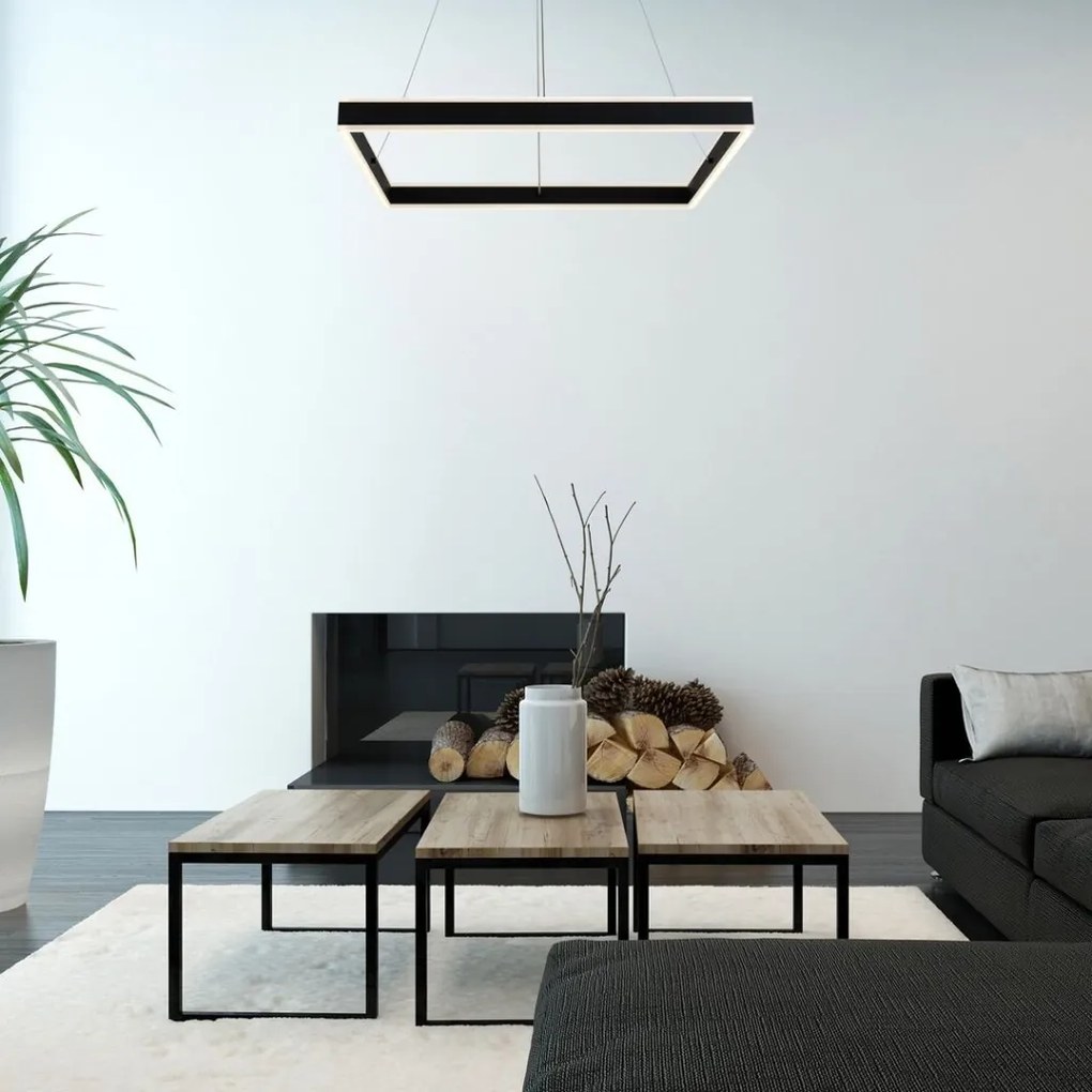 Lustra suspendata LED design modern Quadro negru mat, alb