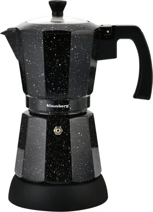 Aparat electric de cafea cubanez Klausberg KB 7998, 500 W, 6 cesti, Element de incalzire incorporat, Supapă de siguranta, Negru