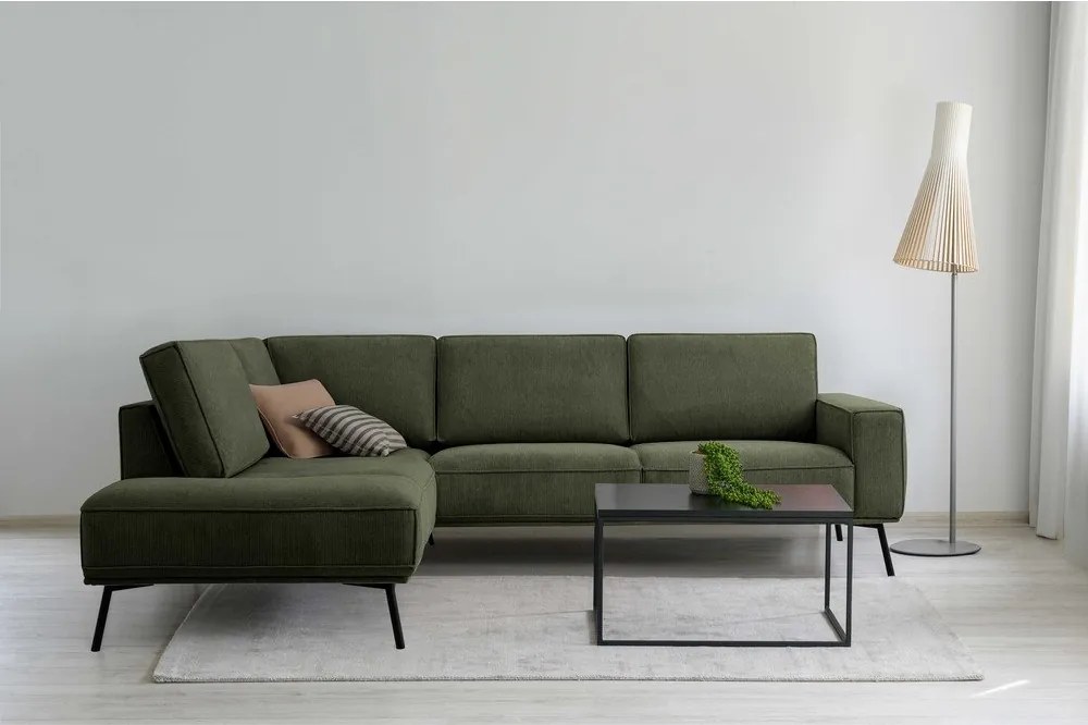 Colțar verde închis cu tapițerie din chenille (cu colț pe partea stângă/în formă de ”L”) Amsterdam – Scandic