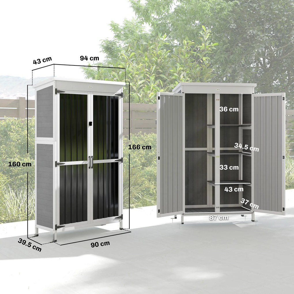 Outsunny Dulap de Exterior pentru Unelte cu 3 Rafturi Detasabile | Aosom Romania