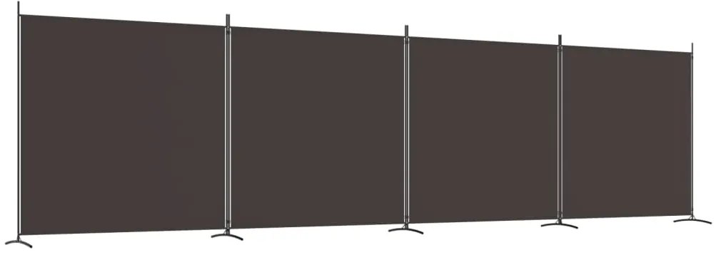 350283 vidaXL Paravan de cameră cu 4 panouri, maro, 698x180 cm, textil