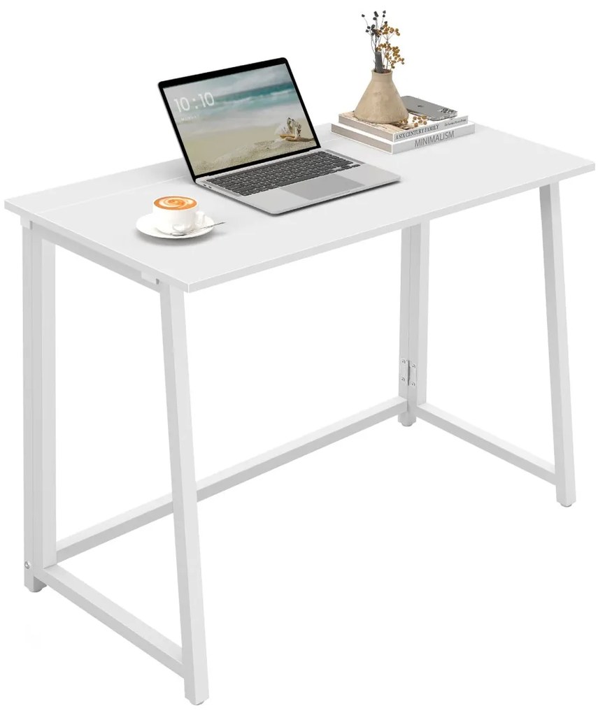 Set pentru birou – birou pliabil ZARIMO 80×40 cm, alb + scaun de birou AVOLA VELVET roz