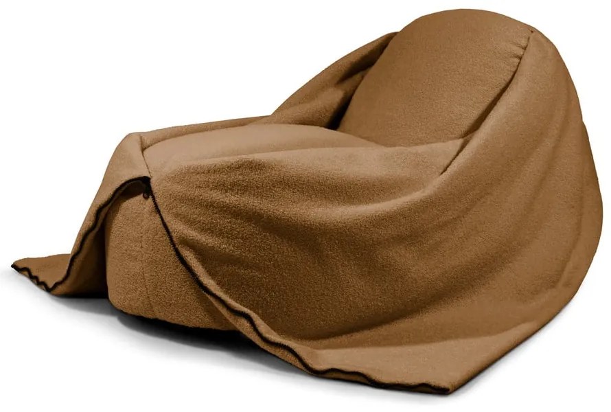 Fotoliu puf pentru copii maro cu tapițerie din țesătură bouclé Cocoon 100 – SLOWDOWN