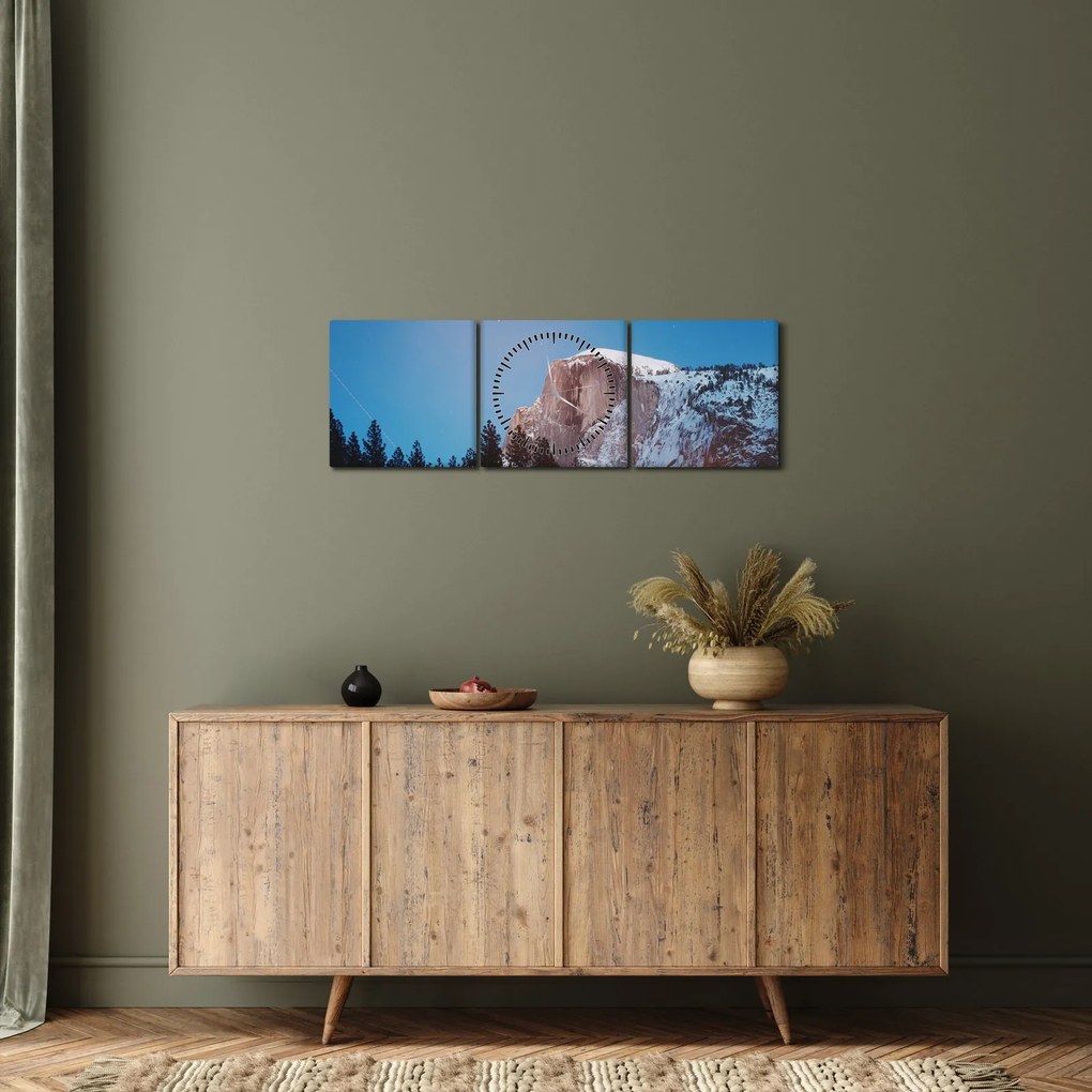 Tablou - Crestele munților noaptea (cu ceas) (90x30 cm)