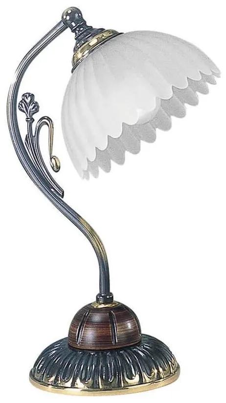 Veioza, Lampa de masa design italian din alama cu lemn 2610