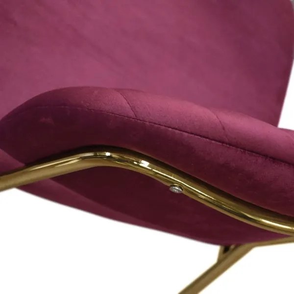PAZZO DESIGN Set de 2 scaune Penelope Bordeaux din catifea cu picioare metalice | Aosom Romania