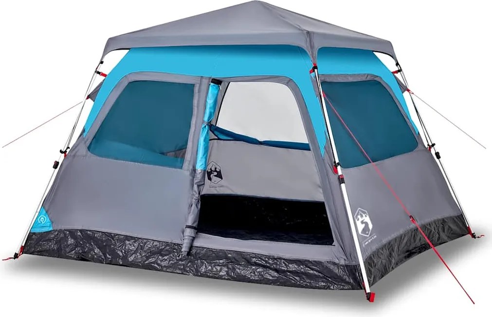 vidaXL Cort de camping cupolă 4 persoane, setare rapidă, albastru