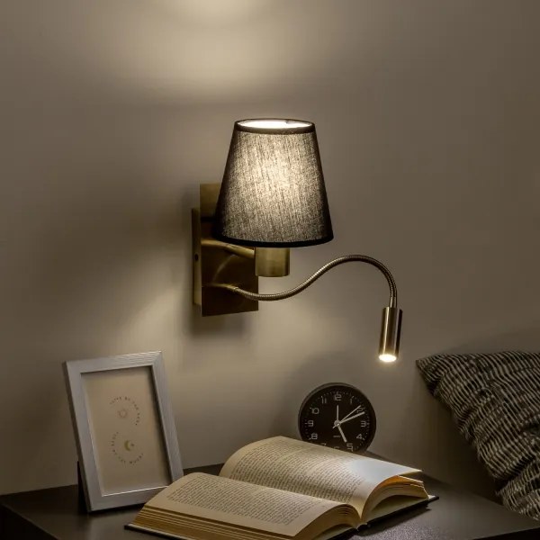 Lampă LED de perete Brilagi NUBILA 1xE27/25W/230V + LED/3W alamă/negru