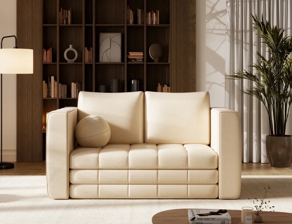 Canapea Kastol , light beige plush extensibil, 137x71x74 cm – Avexin 18