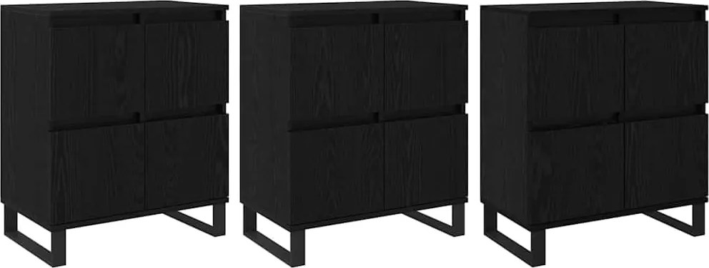 vidaXL Bufet 3 pcs Stejar Negru 60 x 35 x 70 cm