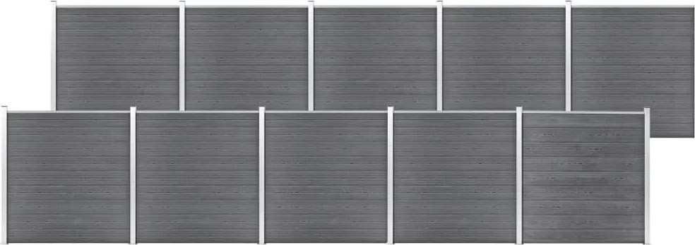 vidaXL Gard de grădină, gri, 1737 x 186 cm, WPC