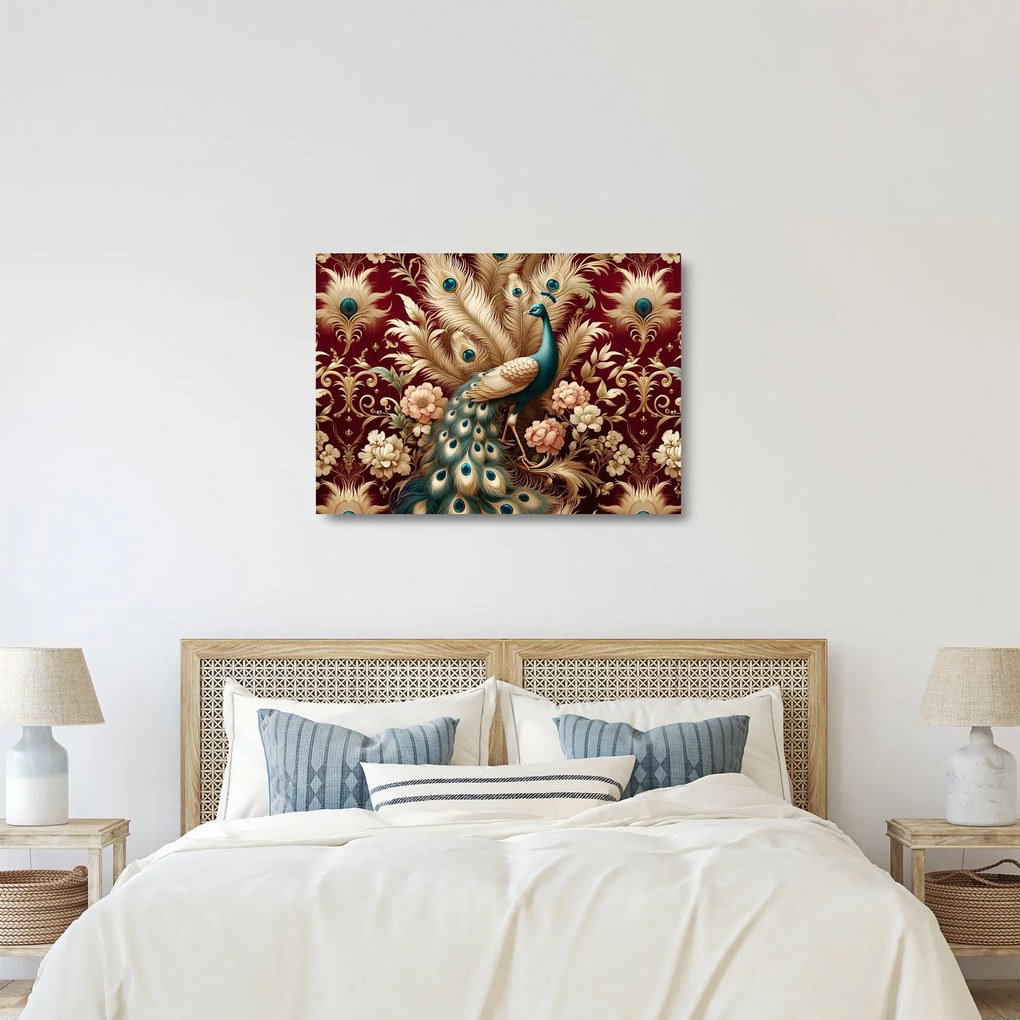 Tablou pe sticlă – Păun elegant (70x50 cm)