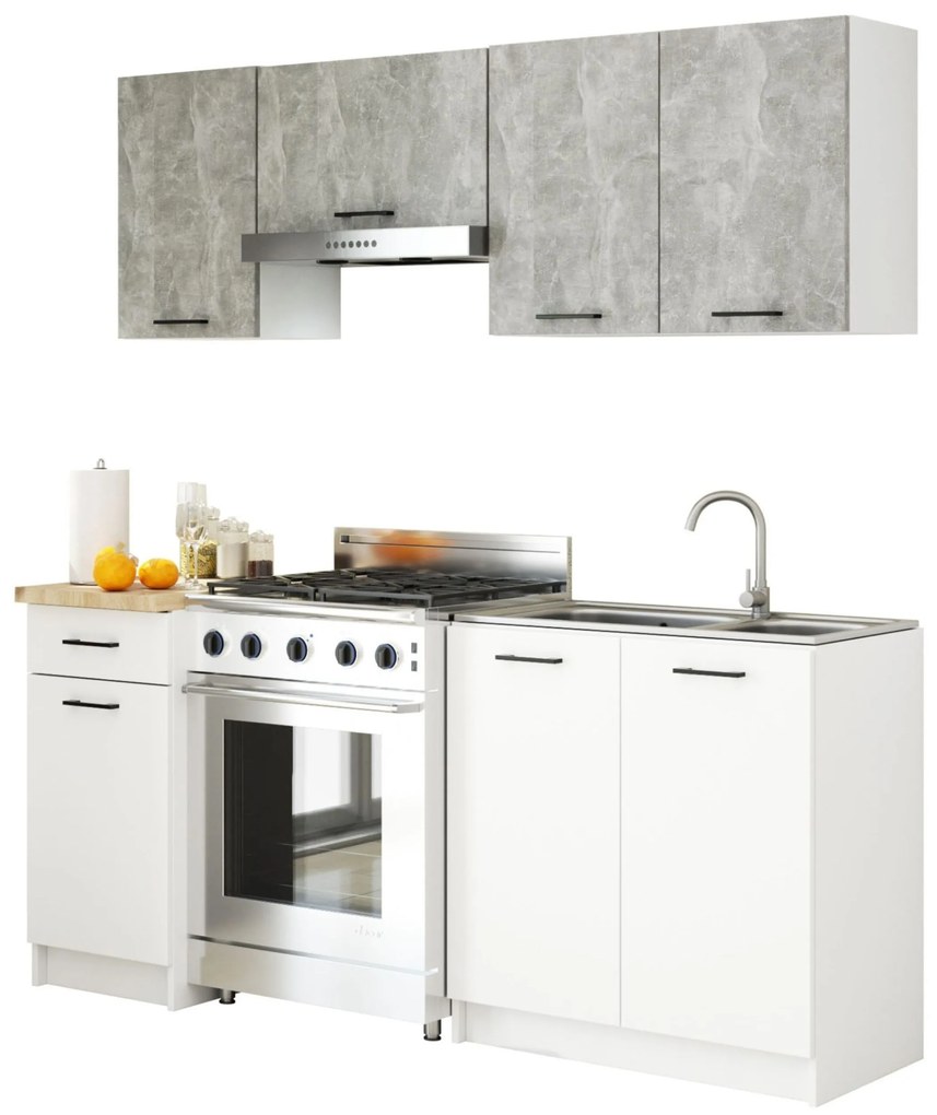 Set de bucătărie 180 cm Ozara (beton + Alb). 1071277