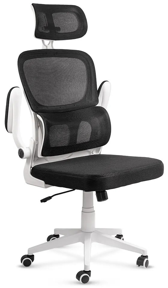 Scaun ergonomic din mesh cu suport lombar si brate rabatabile OFF 432 negru