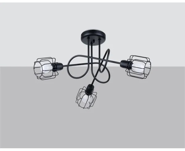 Lustră pe tijă BELUCI 3xE14/40W/230V neagră Sollux SL.1118