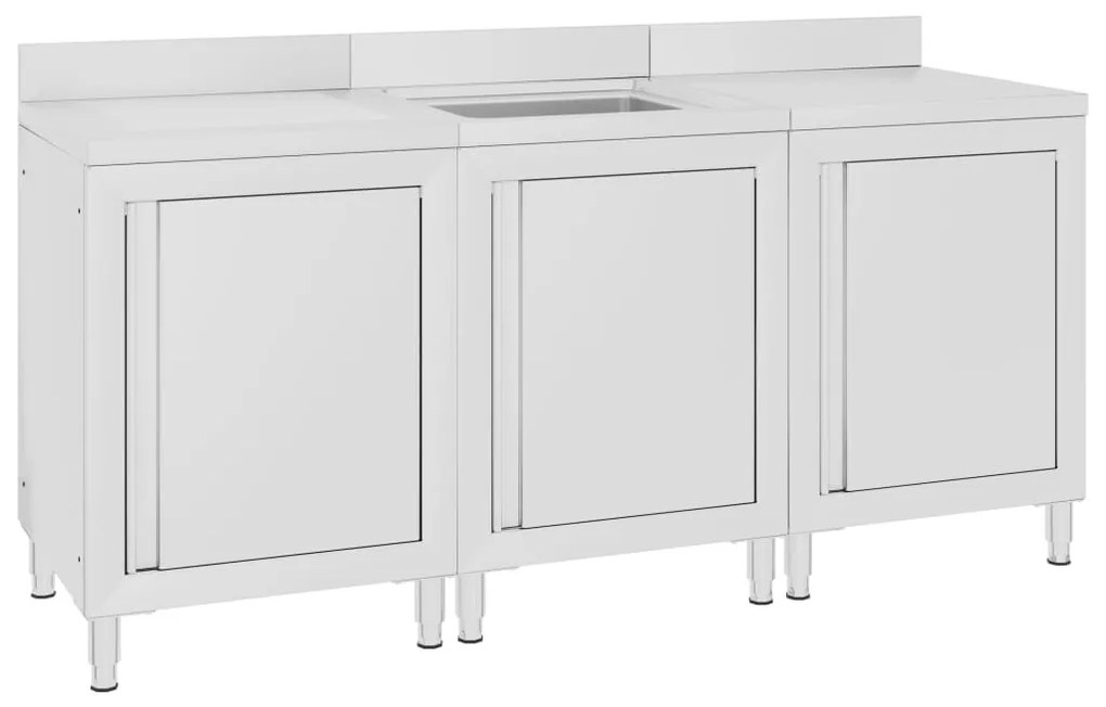 Dulap comercial pentru chiuveta 180x60x96 cm, otel inoxidabil 1, 180 x 60 x 96 cm (chiuveta + masa de lucru + scurgator)