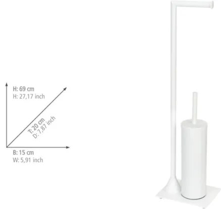 WENKO 26072100 - Perie WC HELLA, 15 x 69 cm, albă