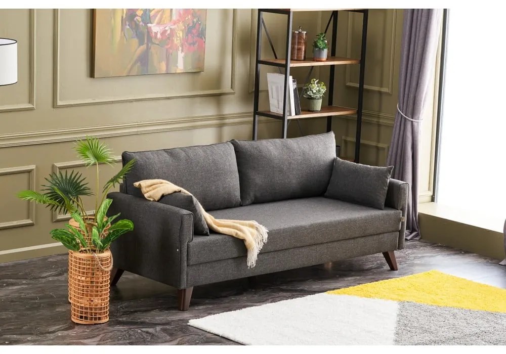 Canapea gri antracit extensibilă 208 cm Bella – Balcab Home