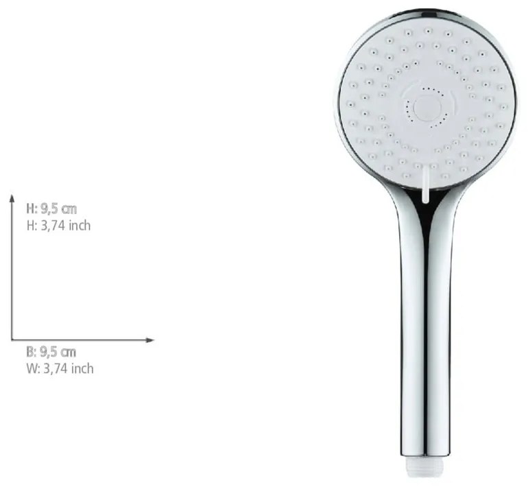 Cap de duș argintiu din plastic ø 9,5 cm Uno – Allstar