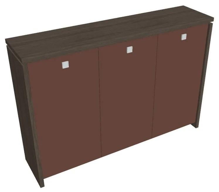 Dulap mediu pentru haine Verno 188 x 46 x 130 cm, uși de sticlă, stejar antracit / maro