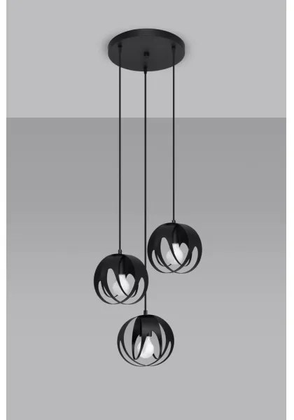 Lustră pe cablu TULOS 3xE27/60W/230V neagră Sollux SL.1088