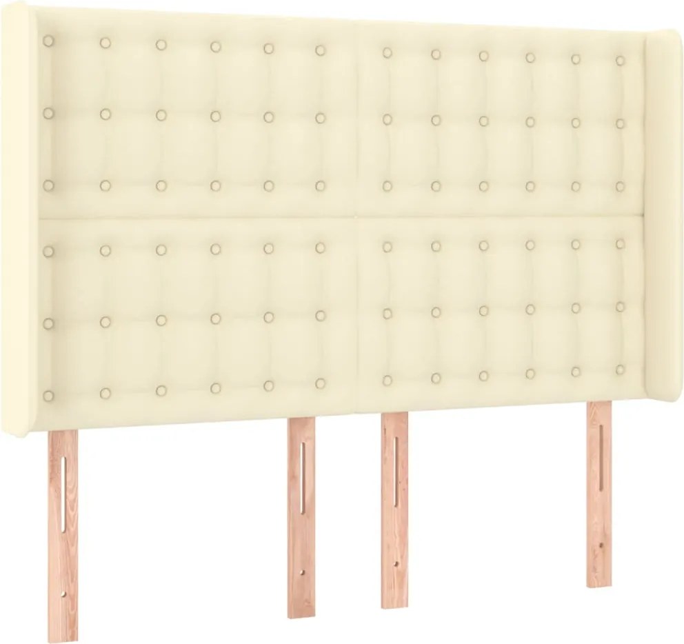 vidaXL Tăblie de pat cu aripioare, crem, 147x16x118/128 cm, piele eco