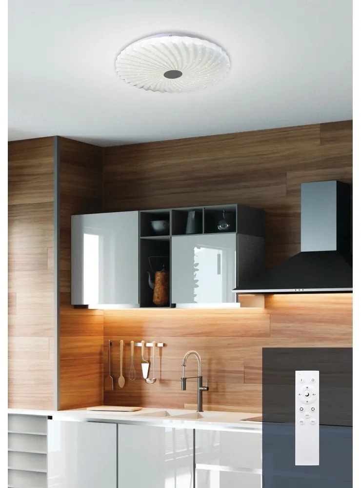 Plafonieră albă LED cu control prin telecomandă/cu intensitate reglabilă 38,5x38,5 cm Calipso – Candellux Lighting