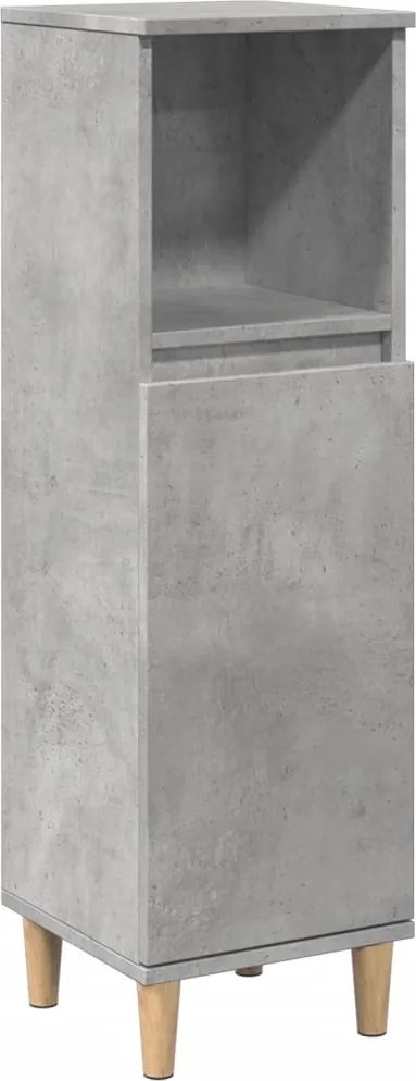 vidaXL Dulap de baie, gri beton, 30x30x100 cm, lemn prelucrat