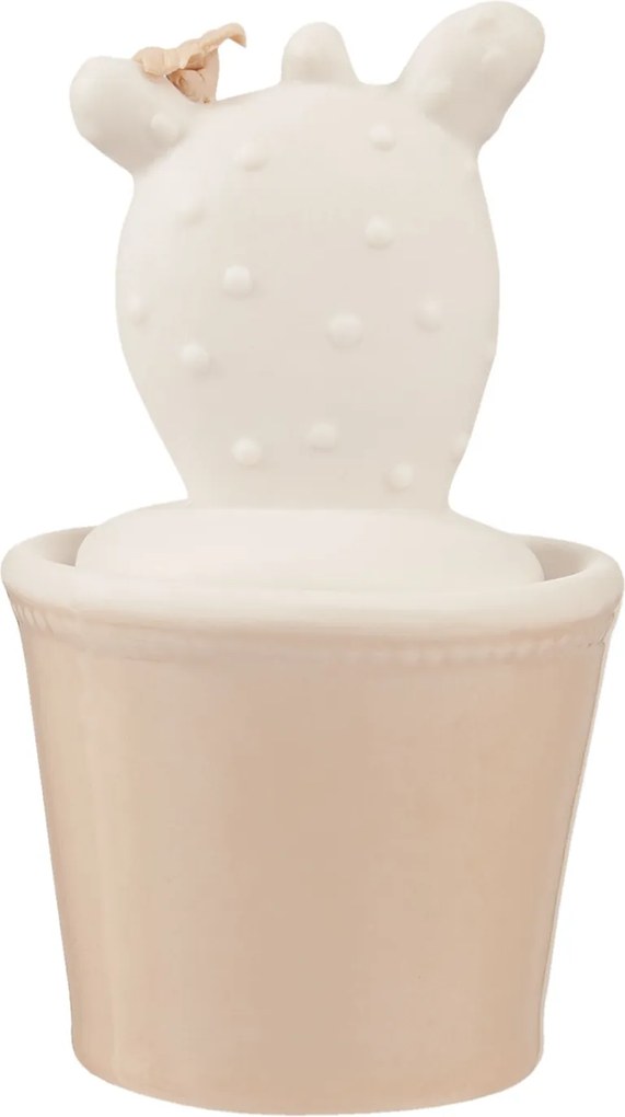 Borcan ceramic decorativ condimente alb bej Cactus Ø 7*11 cm