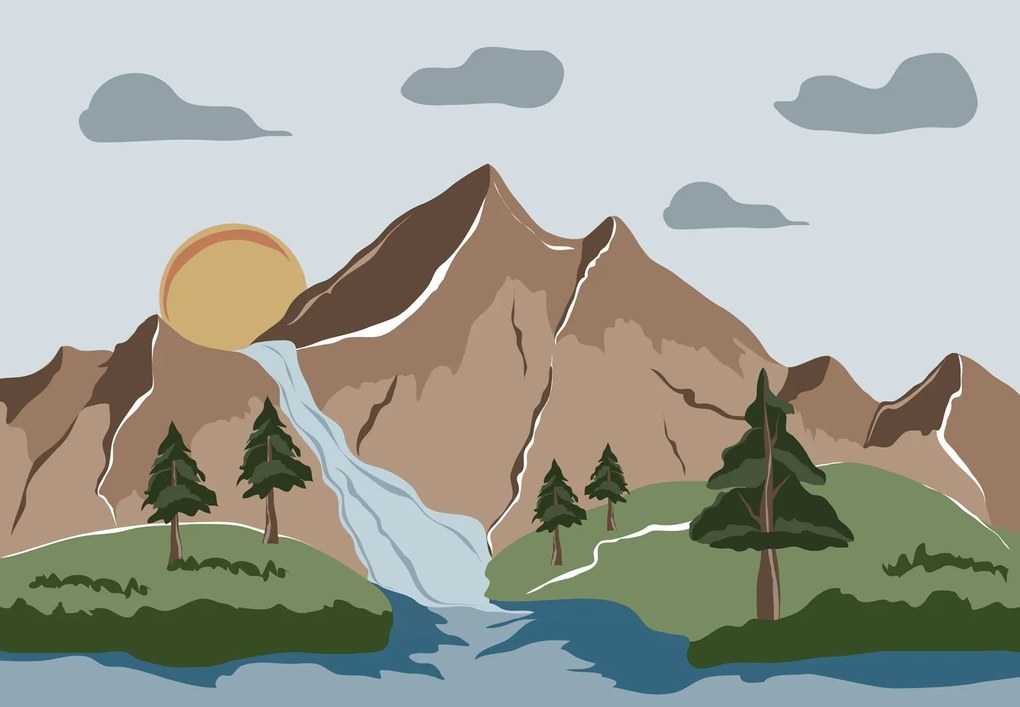Fototapet - Ilustrații de peisaje montane (147x102 cm)