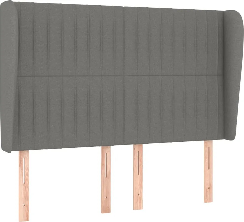 vidaXL Tăblie de pat cu aripioare gri închis 147x23x118/128 cm textil