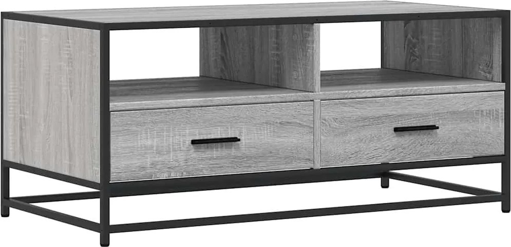 vidaXL Măsuță de cafea, gri sonoma, 100x50x45 cm, lemn prelucrat/metal