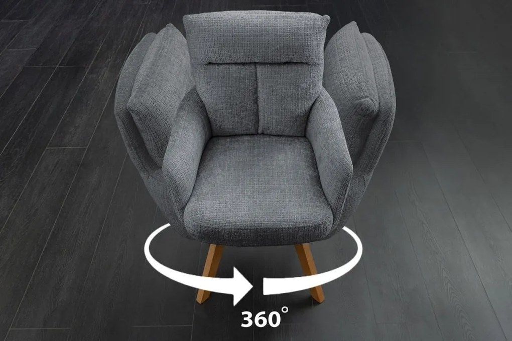 Set de 2 scaune pivotante picioare din lemn Big George gri chenille