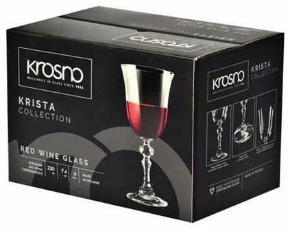 Set 6 pahare de vin roșu Krosno Krista,220 ml.