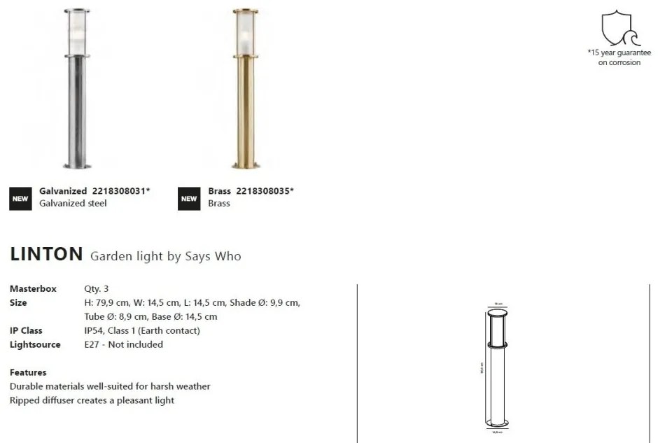 Stalp mediu pentru iluminat exterior IP54 Linton galvanizat