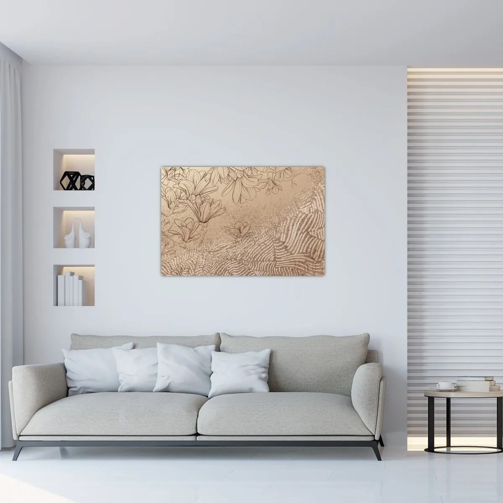 Tablou - Flori desenate (90x60 cm)