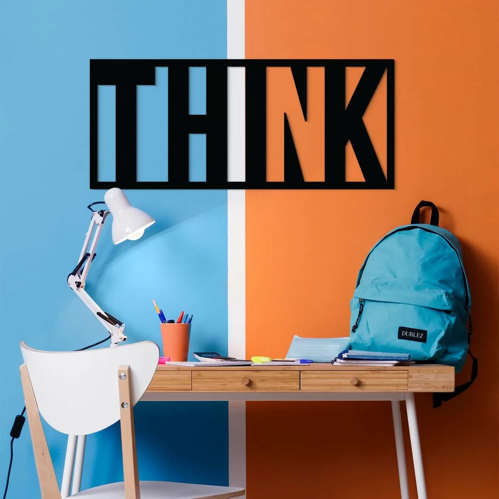 DUBLEZ | Inscripție din lemn pentru perete - THINK
