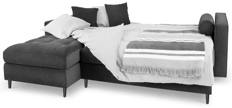 Colțar extensibil din catifea cu șezlong stânga Milo Casa Santo, gri închis