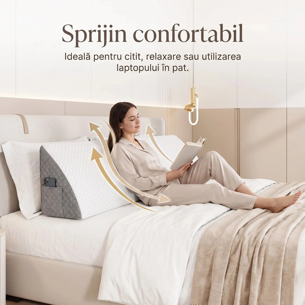 Perna triunghiulara pentru gol tablie pat, catifea jacquard, Alb